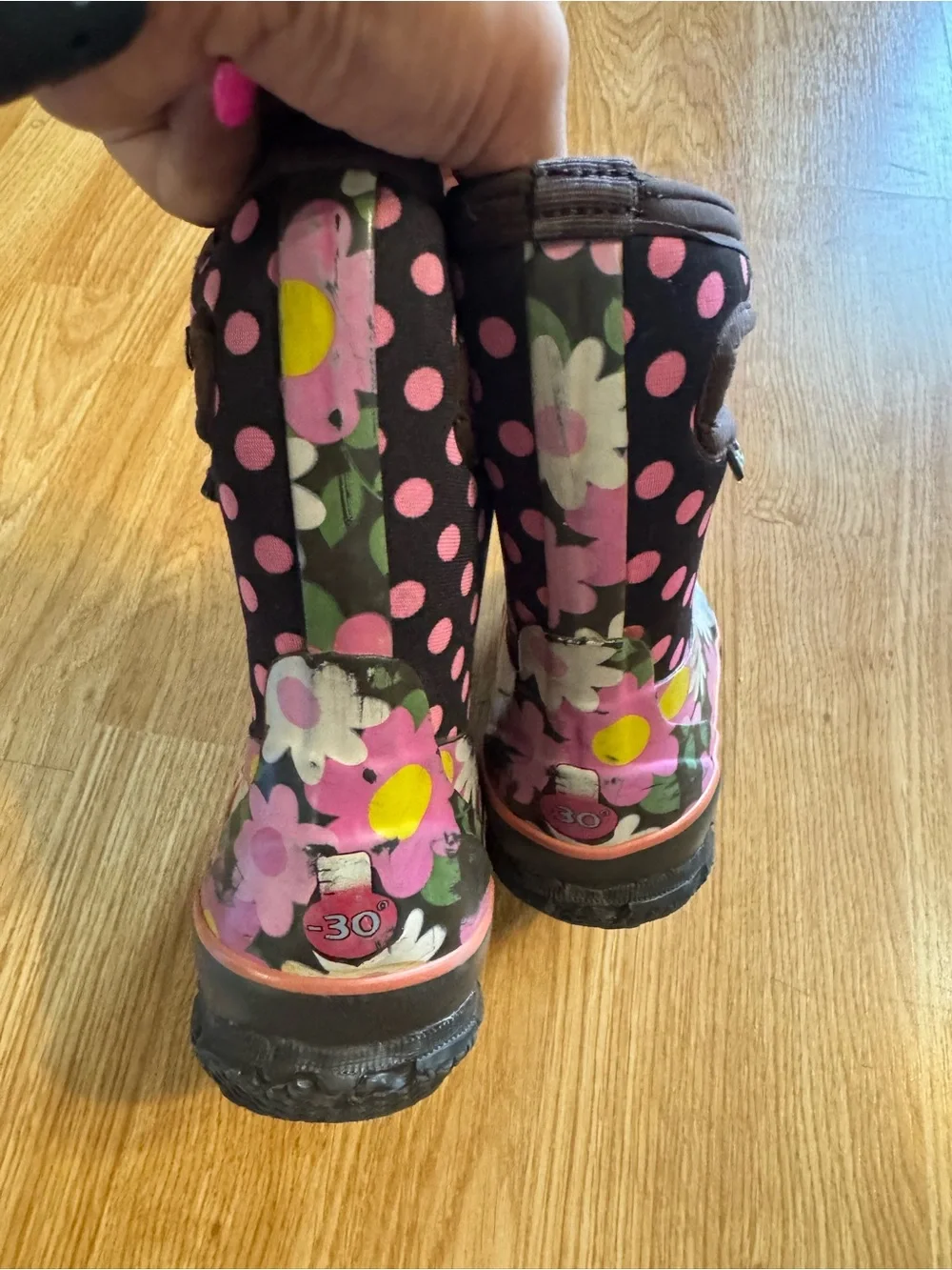 Bogs Kids Pink Floral & Polka Dot Rain Boots